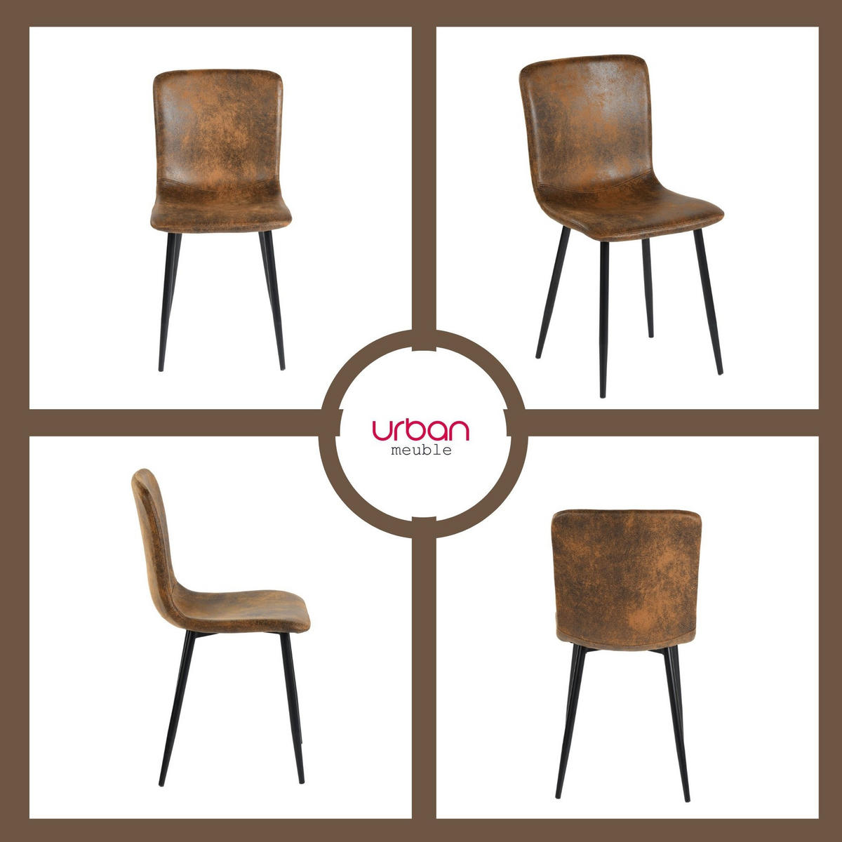 ESSTISCH SET Marmoroptik Weiß mit 4 Stühlen Wildlederoptik Braun - Braun, Holzwerkstoff (117/75/68cm) - Urban Meuble