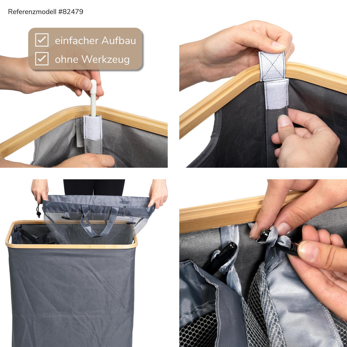 WÄSCHESAMMLER 145 Liter, beige - Beige, Textil (57.5/68/37.5cm) - bremermann