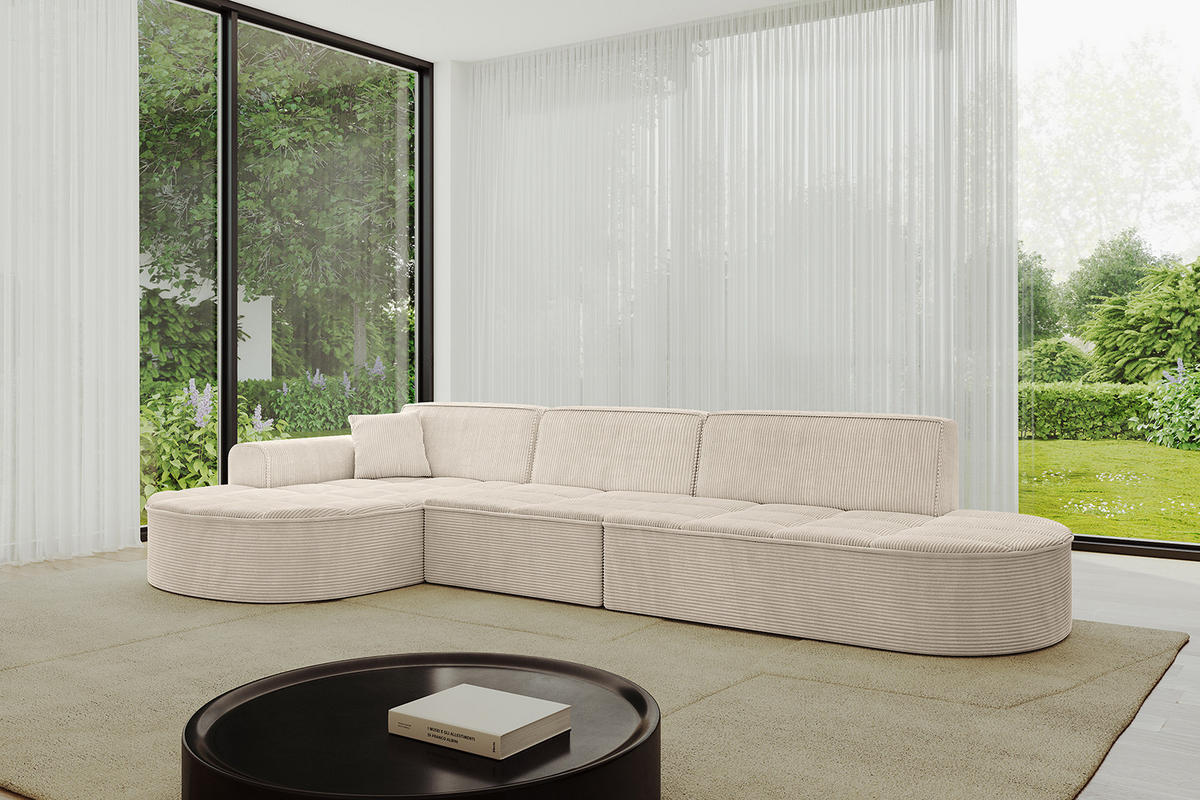 ECKSOFA Ottomane Links TARO-L2 - 328x171x79,5 cm Beige - Beige, Holzwerkstoff/Textil (328/171cm) - ALTDECOR