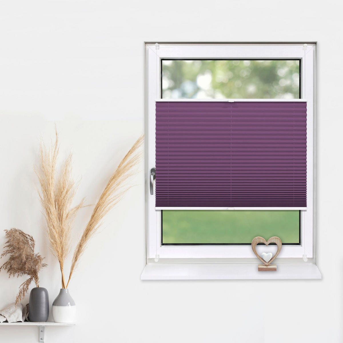 PLISSEE Basic ohne Bohren - Lila, Textil (100/210cm) - Deco-Raum