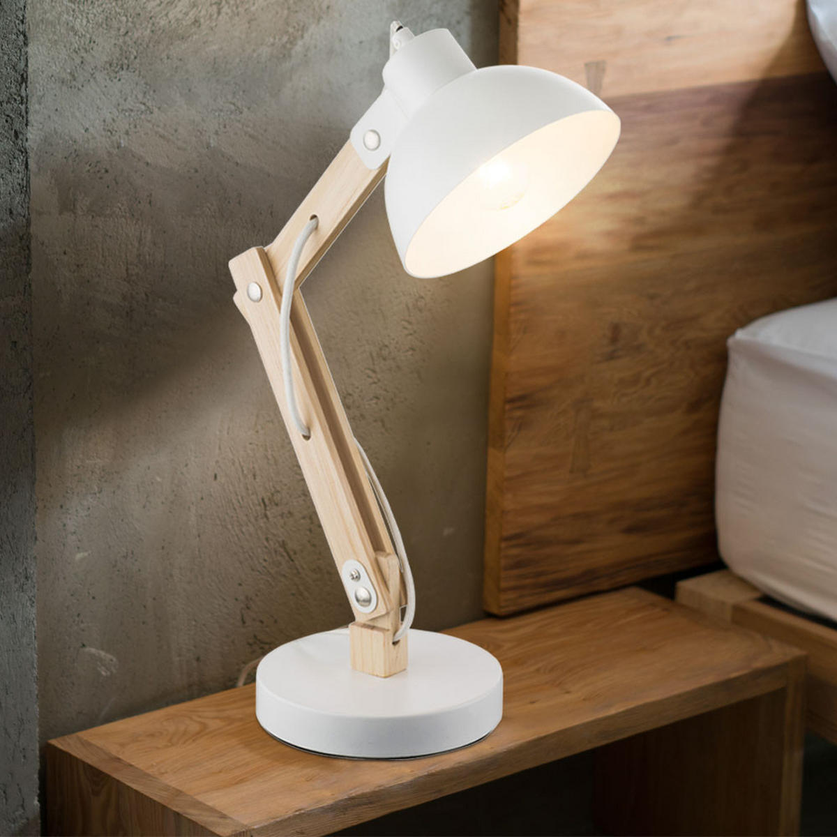 TISCHLEUCHTE Holz Weiß natur - Weiß, Holz (31/16/42.5cm) - Globo Lighting