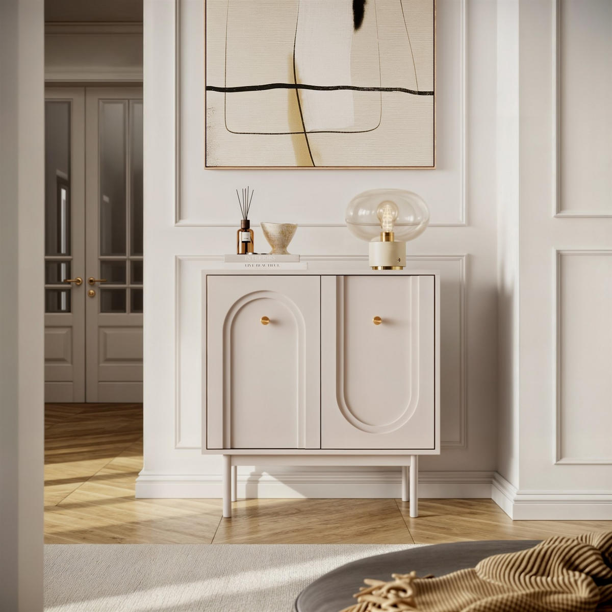 KOMMODE LIBERTY 2D auf Holzbeinen kaschmirfarben - Kaschmir, Holzwerkstoff (79/82/39cm) - Lookway