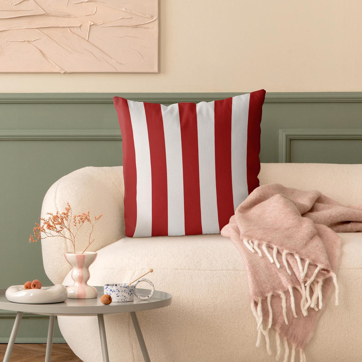KISSENBEZUG Längsstreifen in Rot 40/40 cm - Rot, Textil (40/40cm) - Bilderwelten