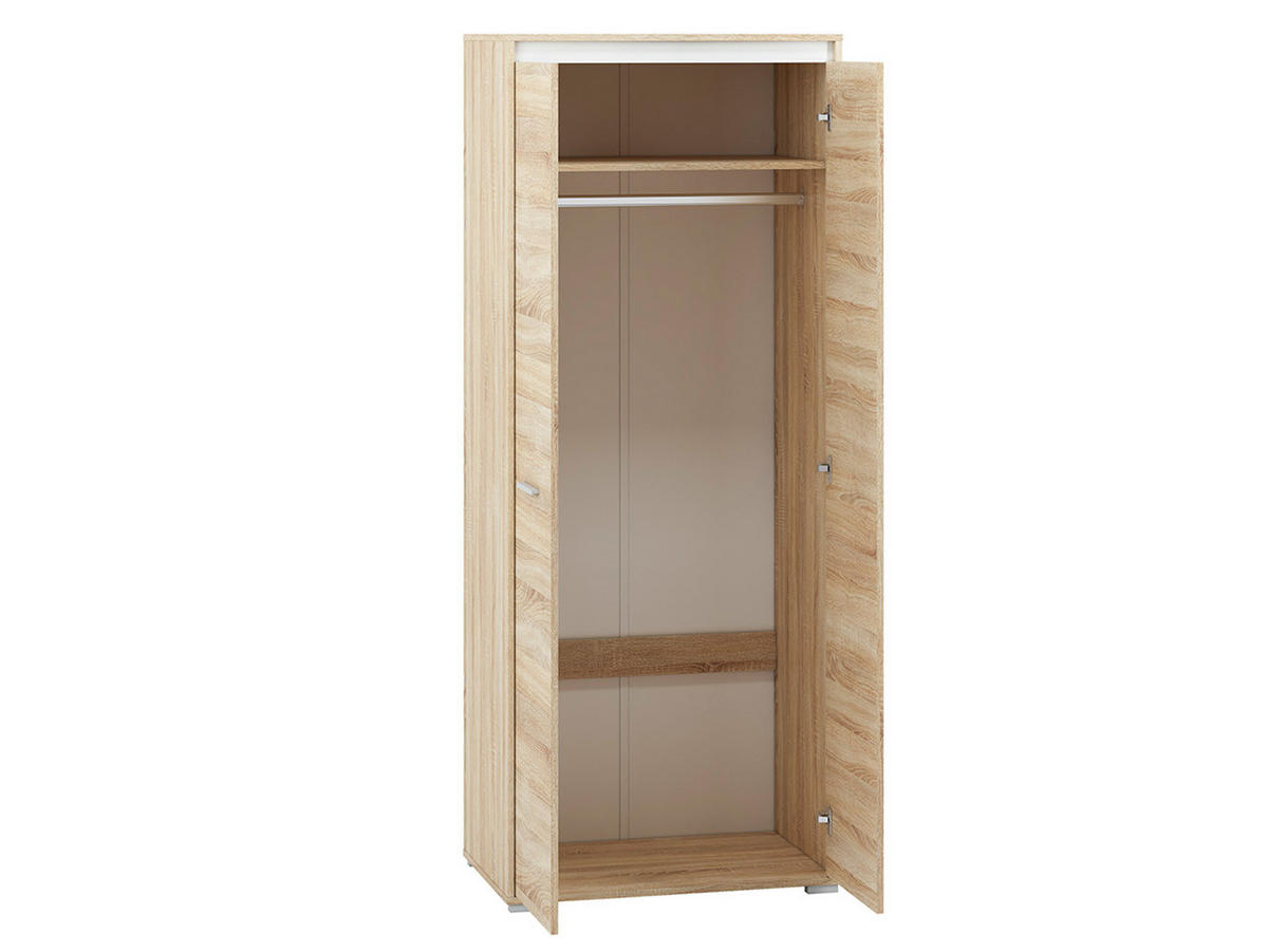 KLEIDERSCHRANK Avo Sonoma Eiche, Absetzung austauschbar 80 / 50 / 200cm - Braun/Sonoma Eiche, Holz/Holzwerkstoff (80/200/50cm) - Feldmann-Wohnen