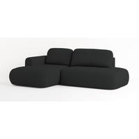 ECKSOFA NUVIRA L-S Schwarz Geflochtener Stoff mit Schlaffunktion - Schwarz, Holz (274/165cm) - MASSENO