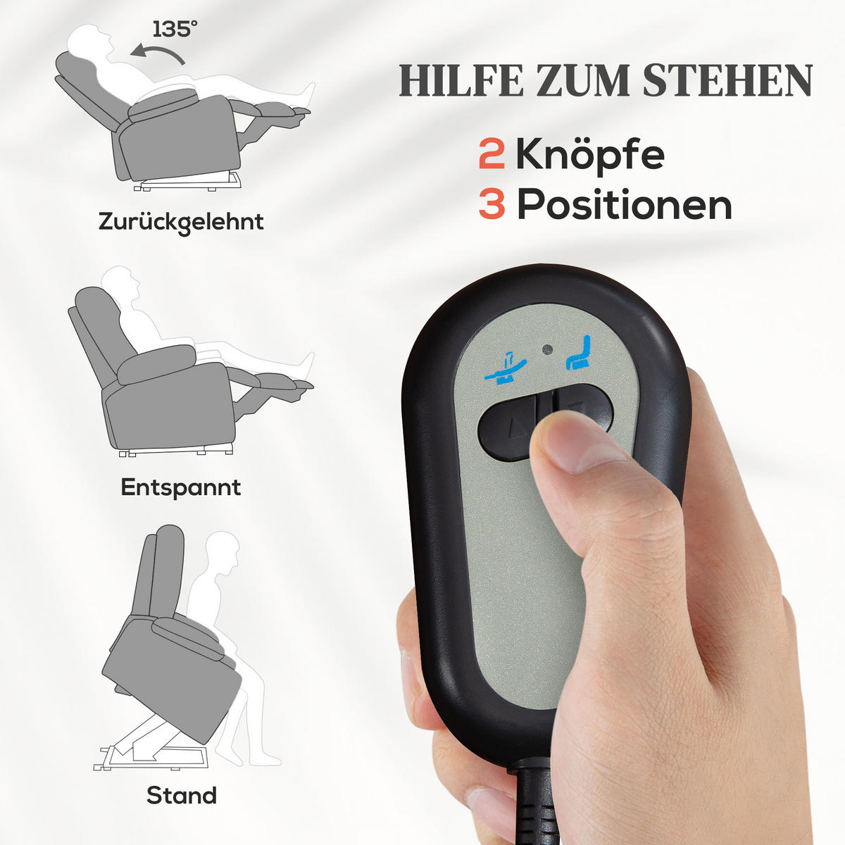 FERNSEHSESSEL mit Aufstehhilfe Elektrisch Relaxsessel mit Liegefunktion - Dunkelgrau, Textil (90/102/97cm) - HOMCOM