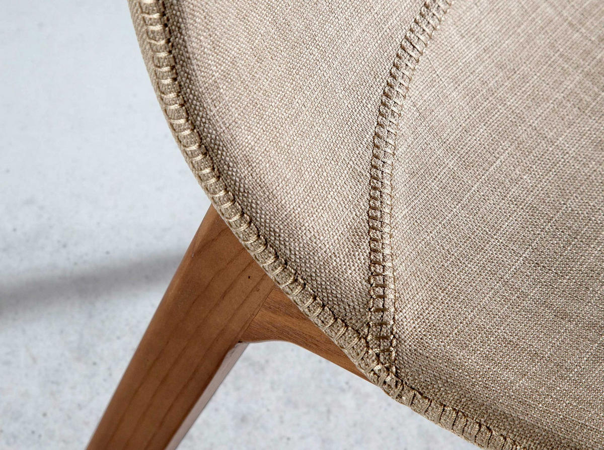 STUHL aus beigem Stoff - Beige/Braun, Holz/Textil (60/78/48cm) - ANGEL CERDA