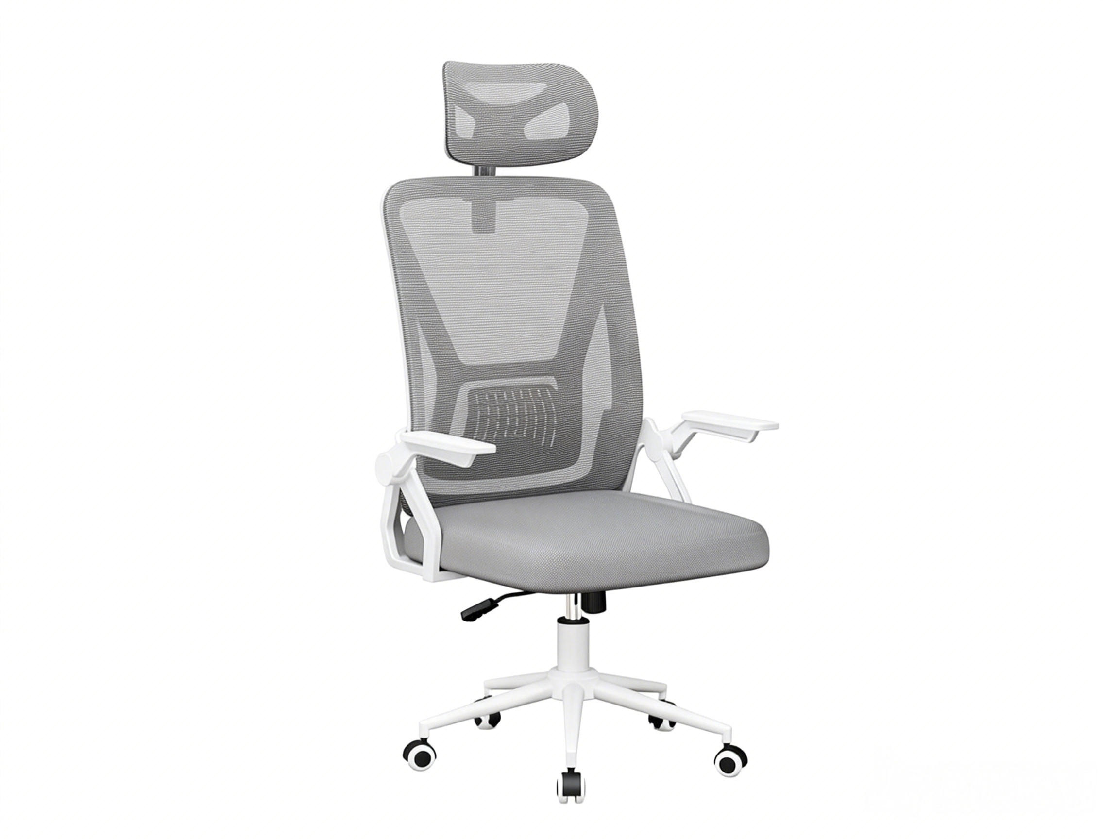 DREHSTUHL Webstoff Weiß-Grau ergonomisch klappbare Armlehnen - Grau, Kunststoff (24/48/53cm) - Rattrix