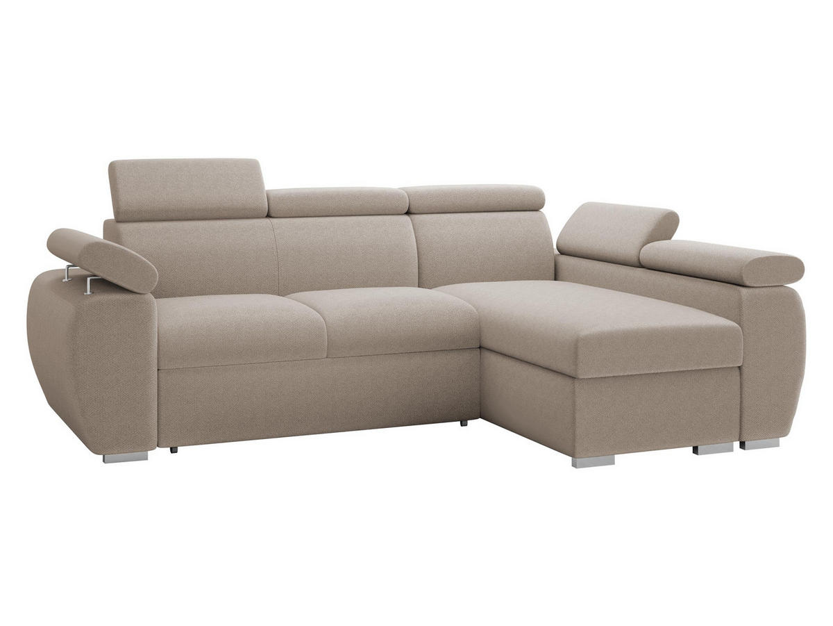 ECKSOFA Boston Mini, Seite: Rechts - 2R+LC - Chromfarben/Naturfarben, Holz/Textil (255/170cm) - MIRJAN24