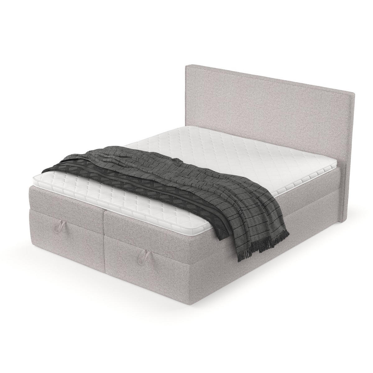 BOXBETT Velma 160/200 cm Beige im Riva Stoff - Beige/Schwarz, Holz/Holzwerkstoff (160/200cm) - AltaBeds