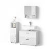 BADMÖBEL-SET Ronco Weiß Hochglanz 3 Teile, mit Midischrank - Weiß Hochglanz/Weiß, Holzwerkstoff (54/55/41cm) - Livinity®