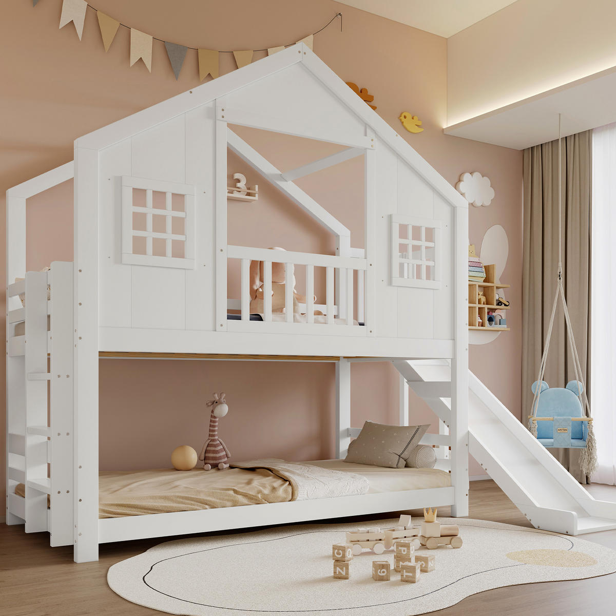 HAUSBETT 90/200 cm Weiß - Weiß, Holz/Holzwerkstoff - Raumix