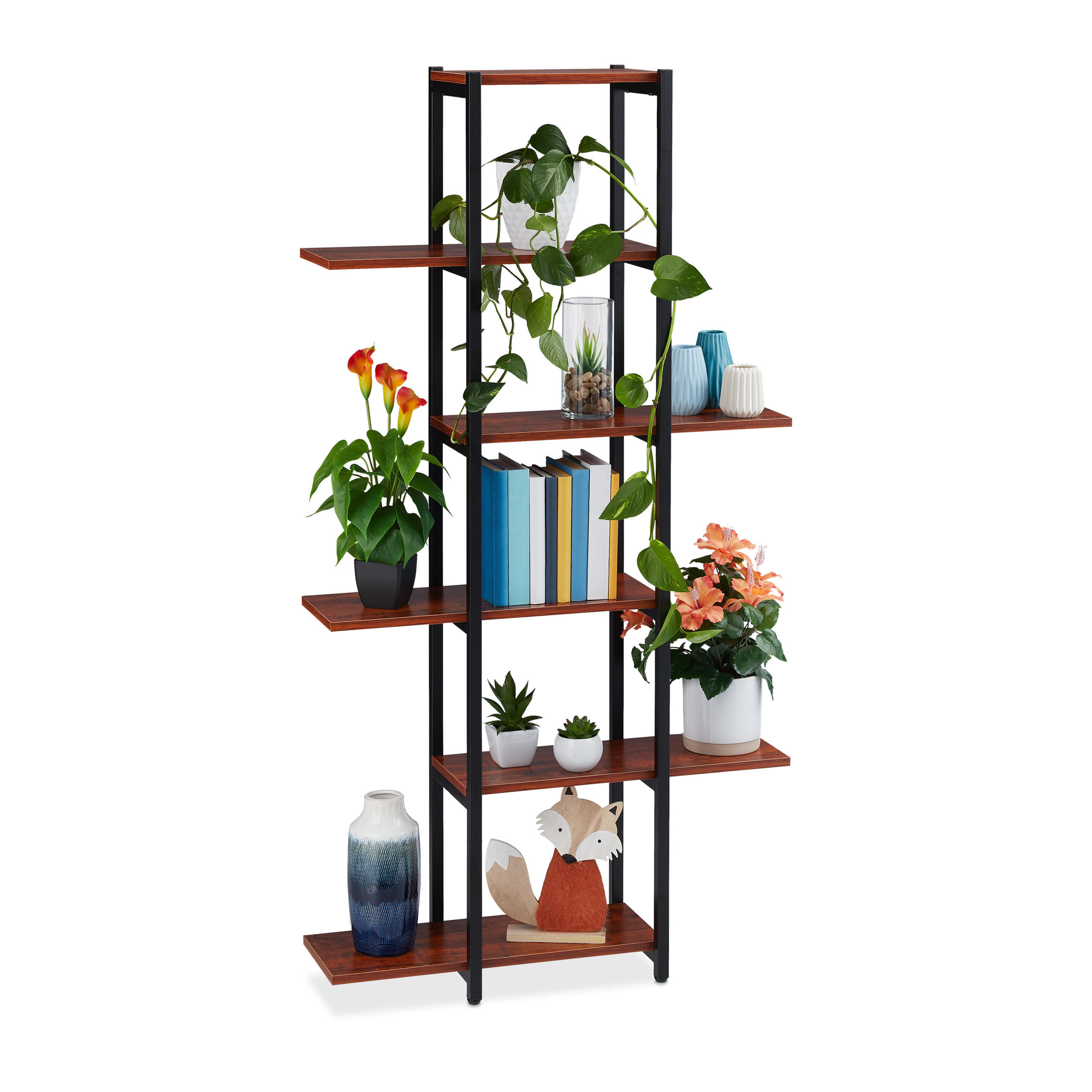 PFLANZENREGAL - Multicolor, Holzwerkstoff/Metall (78/150/24cm) - Relaxdays