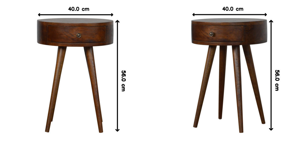 NACHTTISCH aus Massivholz, 1 Schublade, Nordische Beine, Braun - Messingfarben/Braun, Holz/Metall (40/56/40cm) - Artisan Furniture