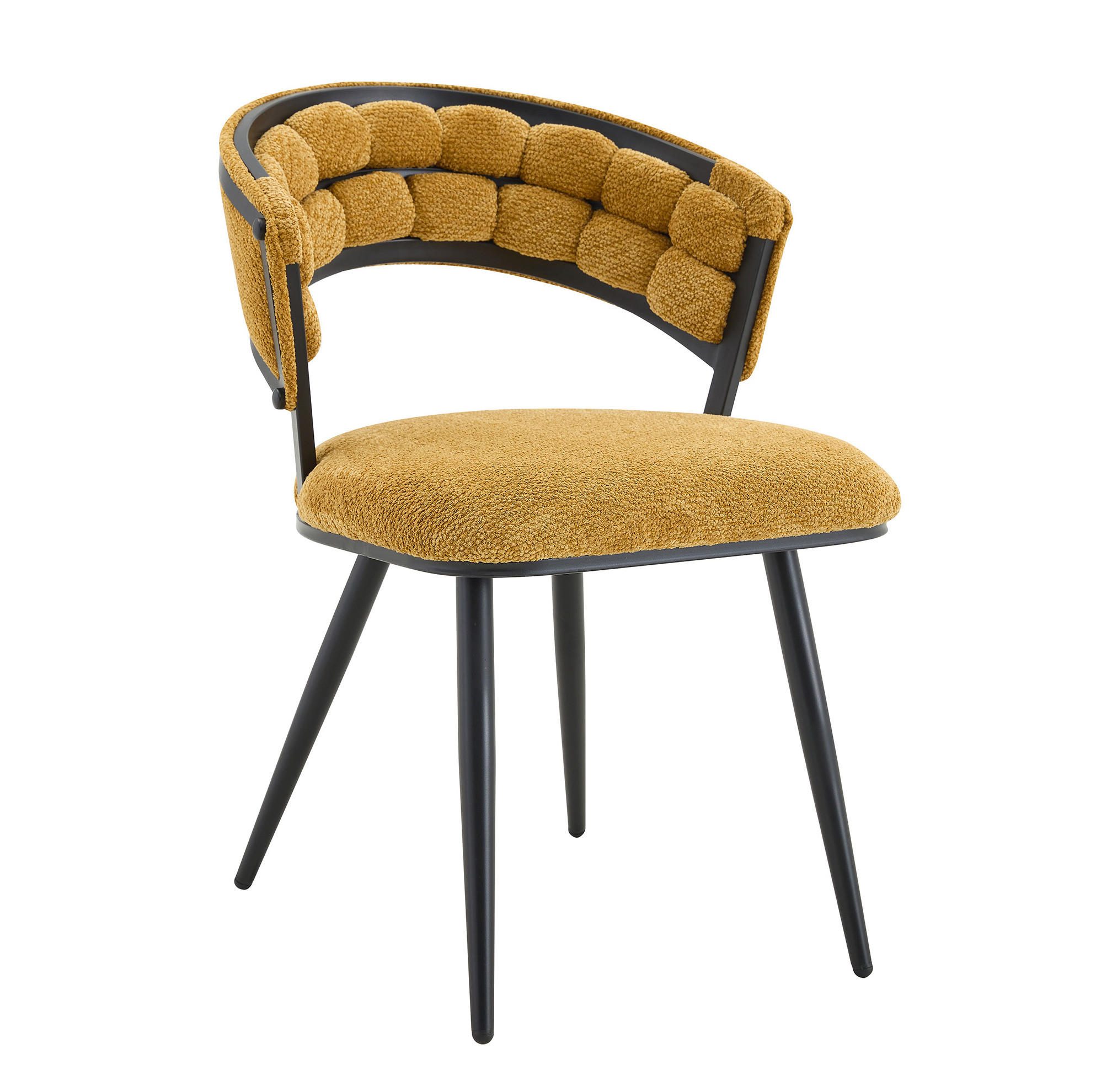 ESSZIMMERSTUHL 2er-Set Samt Gelb mit schwarzem Metallgestell - Gelb, Metall (57/77.5/63cm) - Meubliv