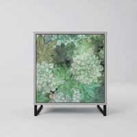 SIDEBOARD SUCCULENT CLUSTER, Grau, 57,5x42x67,5 cm, Schwarze Metall-Rahmenfüße - Multicolor/Schwarz, Holzwerkstoff/Metall (57.5/67.5/42cm) - SpaceRebels