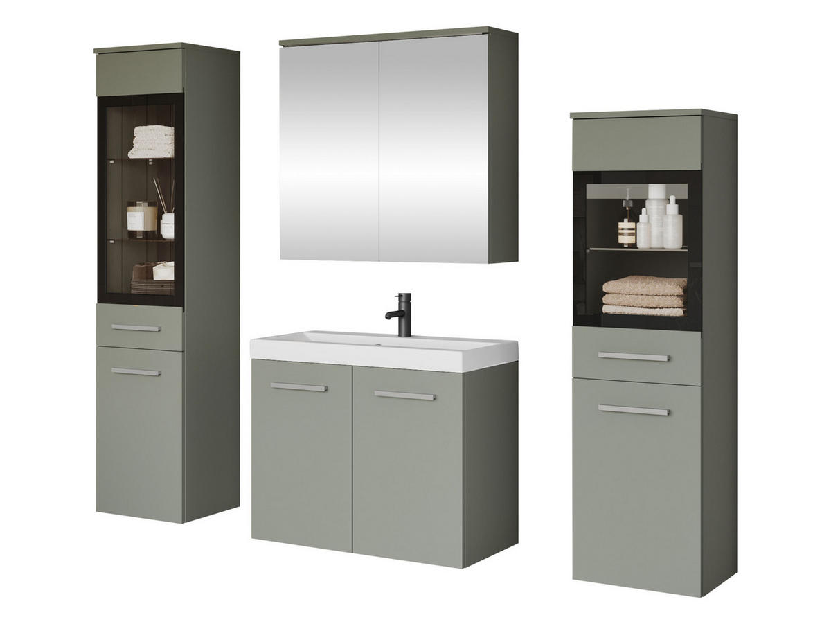 BADMÖBEL-SET Madrit II - Silberfarben/Mintgrün, Holzwerkstoff/Kunststoff (132/132/30cm) - MIRJAN24