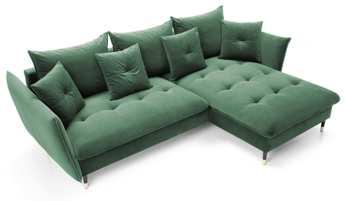 ECKSOFA 260 cm Sagir mit Schalffunktion, Bettkasten, Rechts - Grün - Schwarz/Grün, Holz (258/167cm) - Emporius