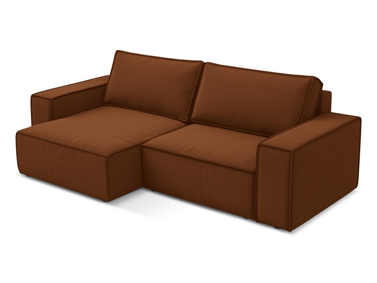 ECKSOFA Rechts Chenille Stoff Rot - Rot/Weinrot, Kunststoff/Textil (290/170cm) - Makamii