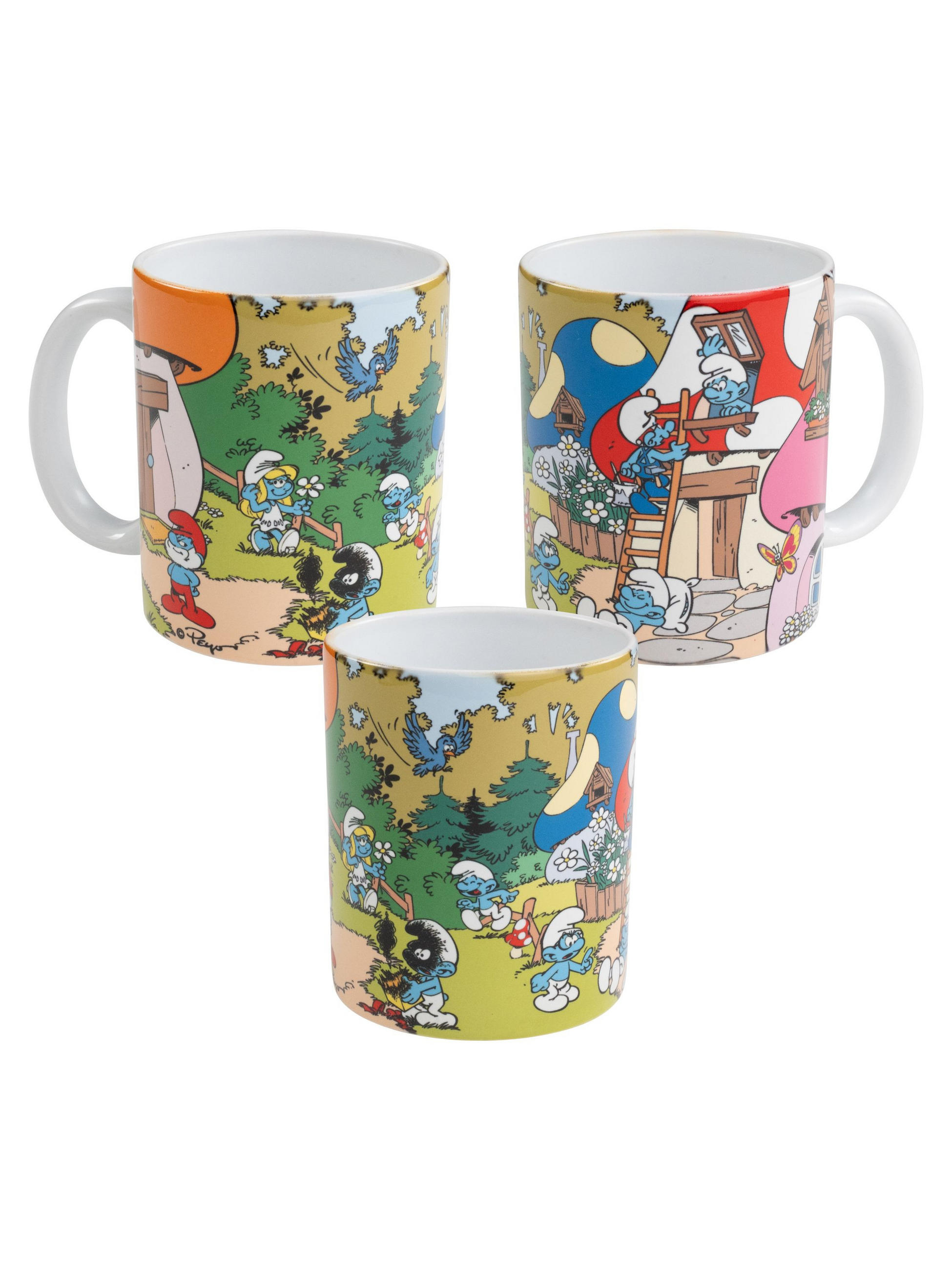 BECHER Die Schlümpfe Schlumpfdorf Mehrfarbig 320 ml - Multicolor, Keramik (0.32L) - United Labels