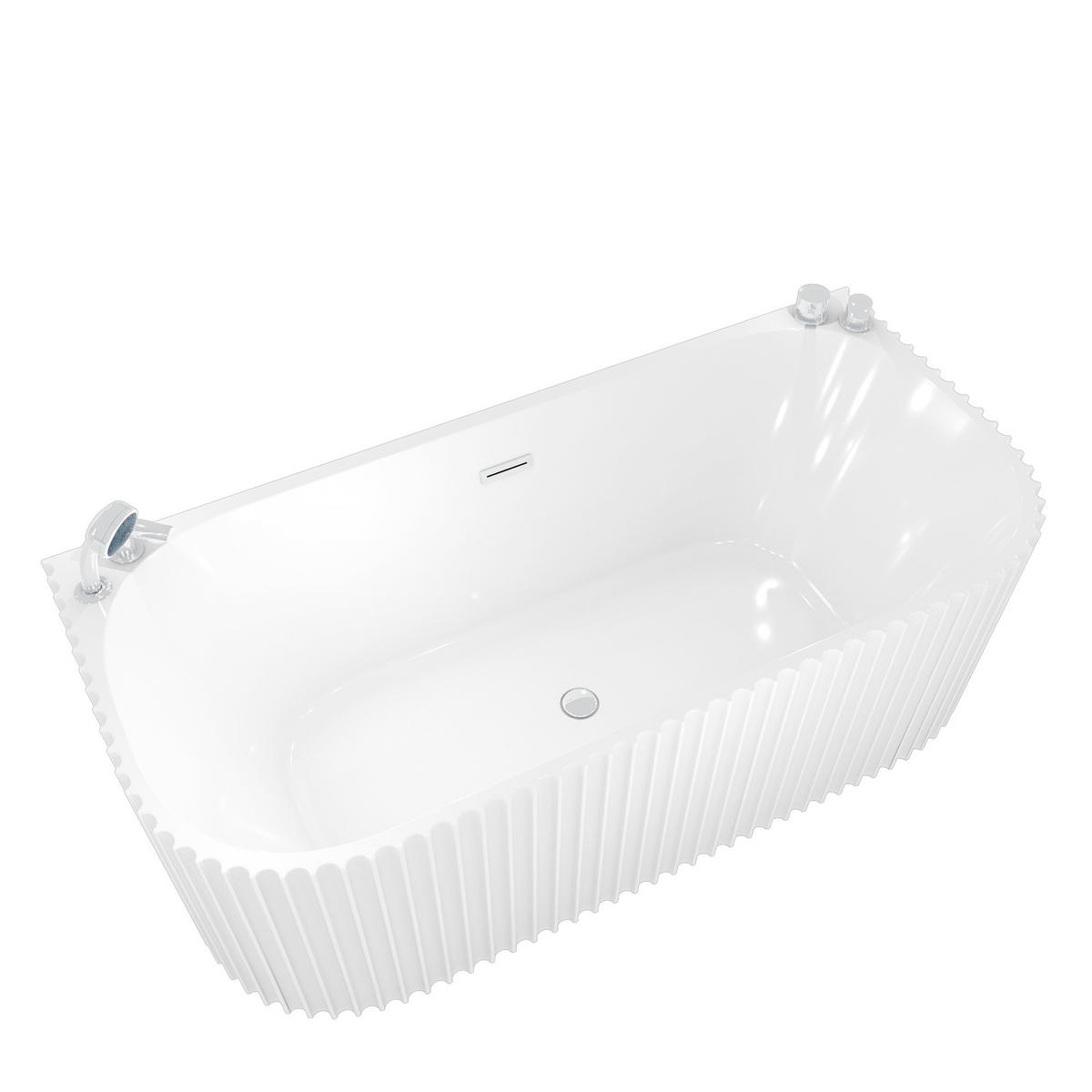 BADEWANNE freistehend F07 Komfort-Armatur - Weiß, Glas/Kunststoff (80/58/170cm) - AcquaVapore by Sandra Jentho