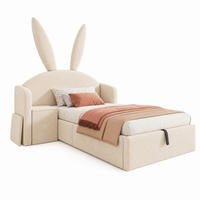 KINDERBETT mit Stauraum 90x190 cm Samt Beige mit Nachttisch - Beige, Metall (90/190cm) - Meubliv