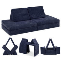 KINDERSOFA Spielparadies - Dunkelblau, Textil (66/52/150cm) - Linodino