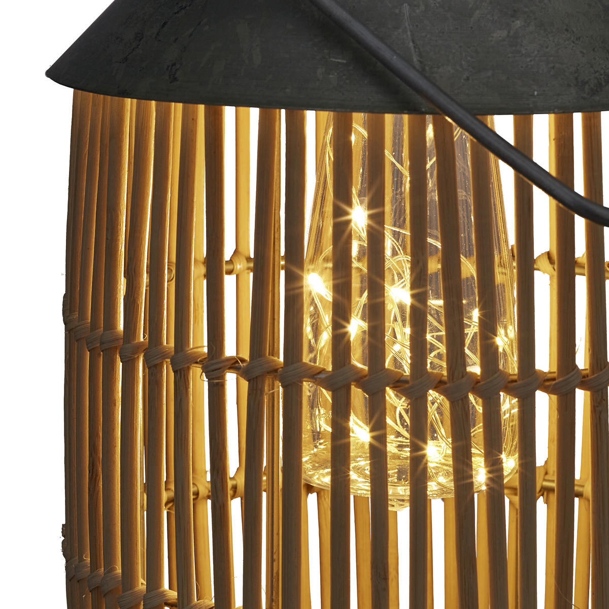 SOLARLAMPE - Hellbraun, Textil/Metall (17/17/26cm) - Relaxdays