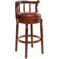 BARHOCKER DE-36399 mit 360°-Drehung und Echtlederbezug Braun - Braun, Holz (54.8/96/54.8cm) - ComfortXL