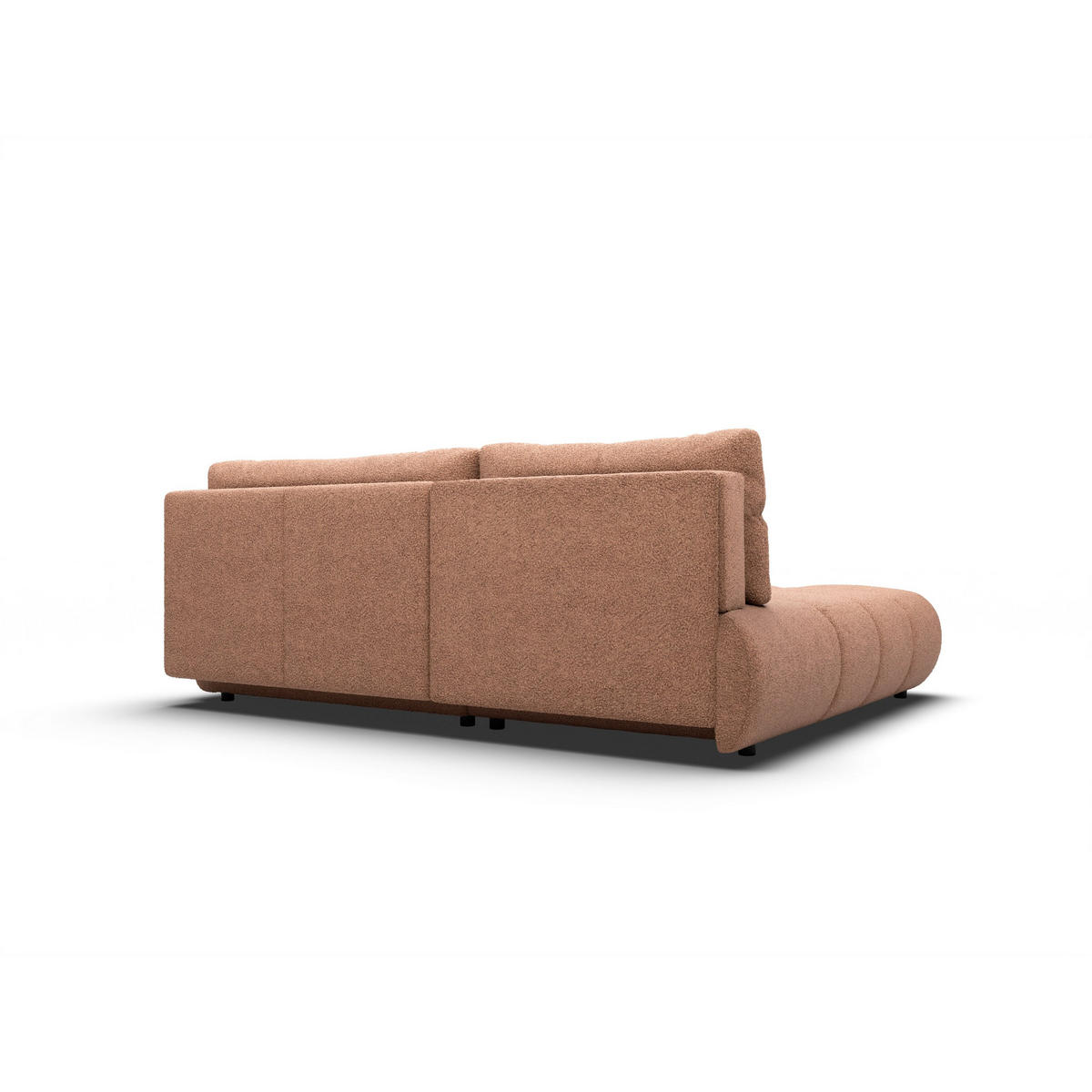 ECKSOFA CORSO L-S Orange Boucle-Stoff mit Schlaffunktion - Orange, Holz (230/177cm) - MASSENO