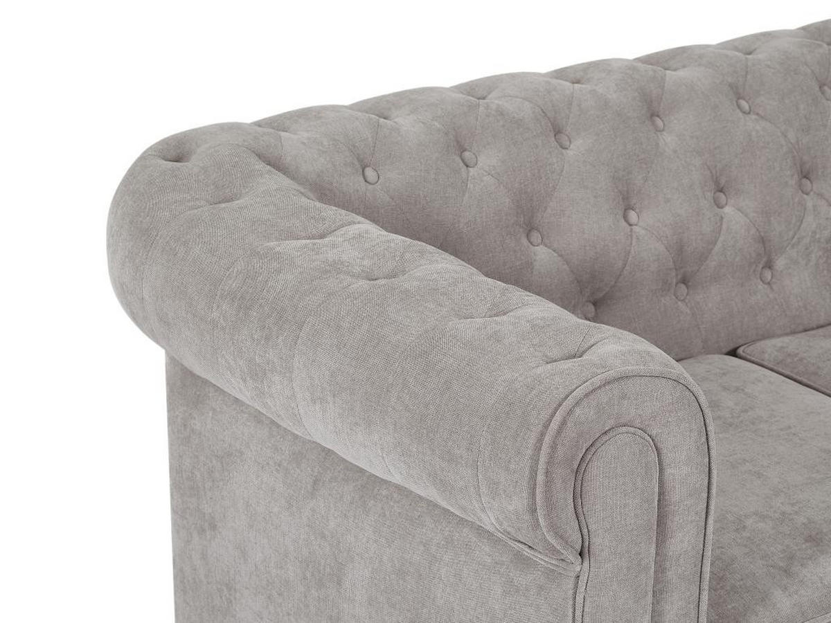 3-SITZER-SOFA - Stoff - Grau - CHESTERFIELD - Grau, Textil (88/72/205cm) - Vente-Unique