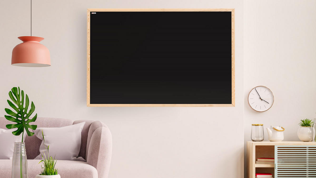 KREIDETAFEL Schwarze magnetische mit Naturholzrahmen 60x40cm - Schwarz, Metall (60/40/1.5cm) - ALLboards