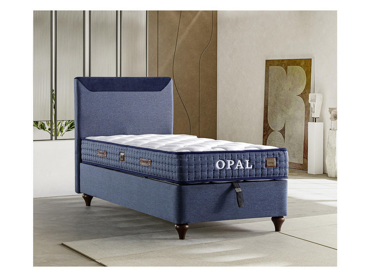 POLSTERBETTSET Opal Blau 180x200 Blau - Blau, Textil/Metall (180/200cm) - Villa Möbel