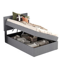 POLSTERBETT 90/200 cm Grau mit Stauraum und Lattenrost aus MDF - Grau, Holzwerkstoff (90/200cm) - OKWISH
