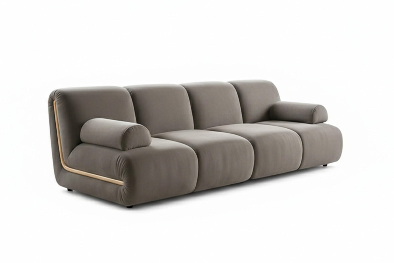 MODULSOFA LAYLA Taupe Velvet - Taupe/Schwarz, Buchenholz/Textil (183/74/99cm) - KAWOLA