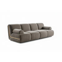 MODULSOFA LAYLA Taupe Velvet - Taupe/Schwarz, Buchenholz/Textil (183/74/99cm) - KAWOLA