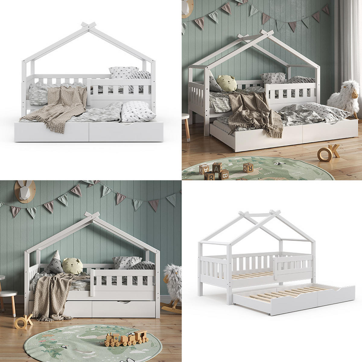 DOMEČKOVÁ POSTEL Design Bílá - bílá, dřevo (80/160cm) - VitaliSpa