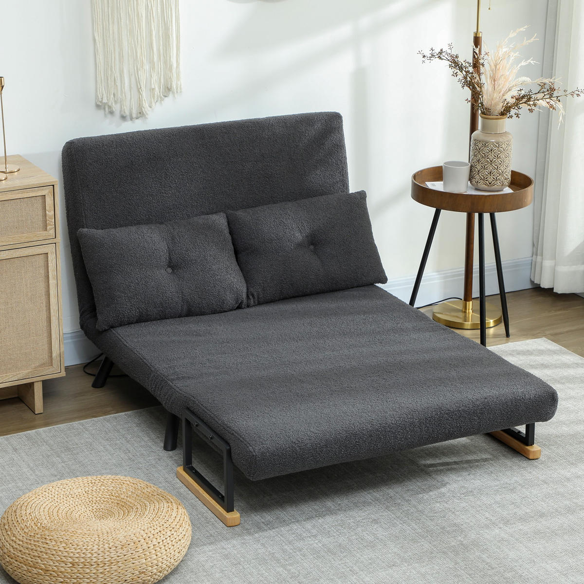 SCHLAFSOFA Dunkelgrau 102.0/73.0/81.0cm - Dunkelgrau, Metall (73/81/102cm)