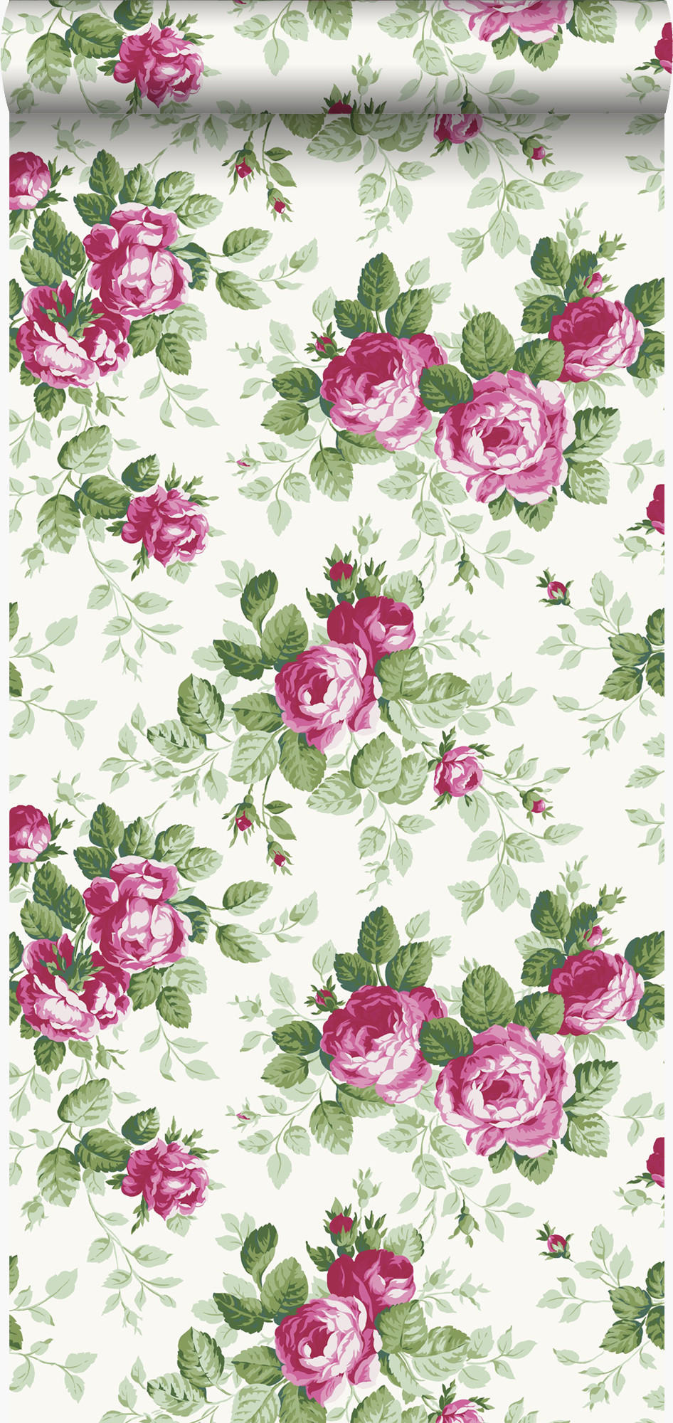 TAPETE Rosen 53 cm x 10.05 m - Pink, Papier (53/1000cm) - Origin Wallcoverings