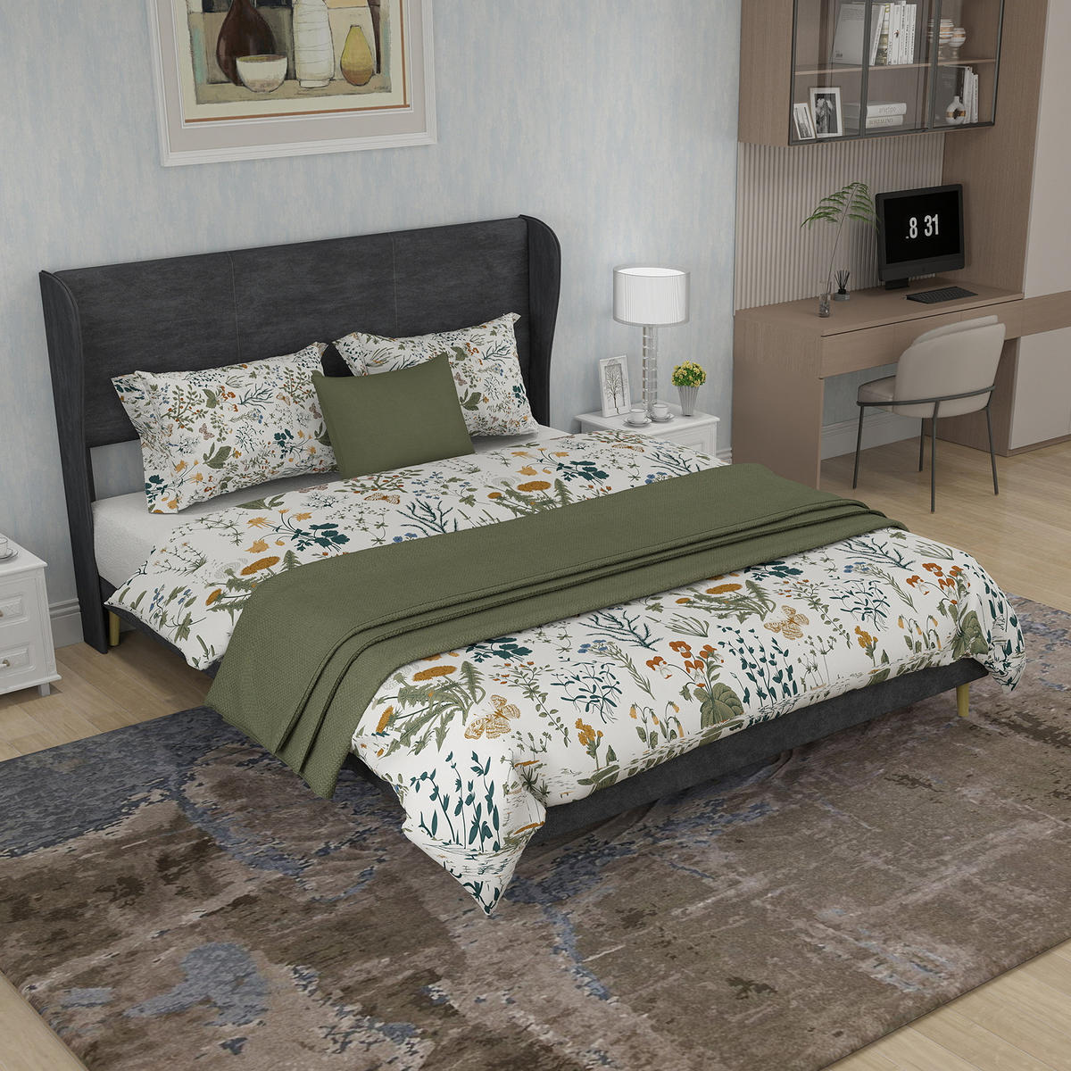 POLSTERBETT 140/200 cm grau aus Stoff und Metall mit gepolstertem Kopfteil - Grau, Textil (140/200cm) - OKWISH