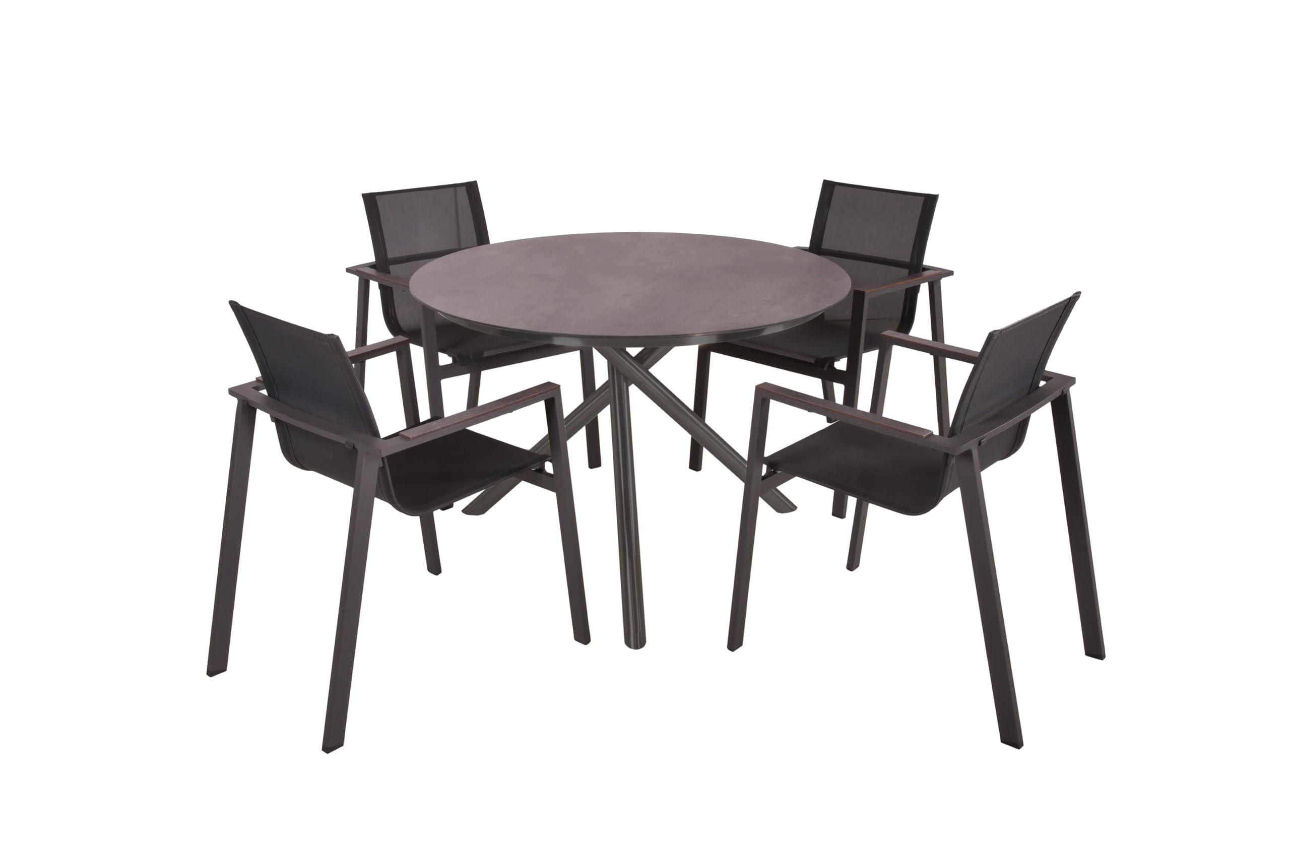 GARTEN-SITZGRUPPE Helga 05 5-teilig Gartenmöbel-Set - Schwarz, Kunststoff - DELUKE