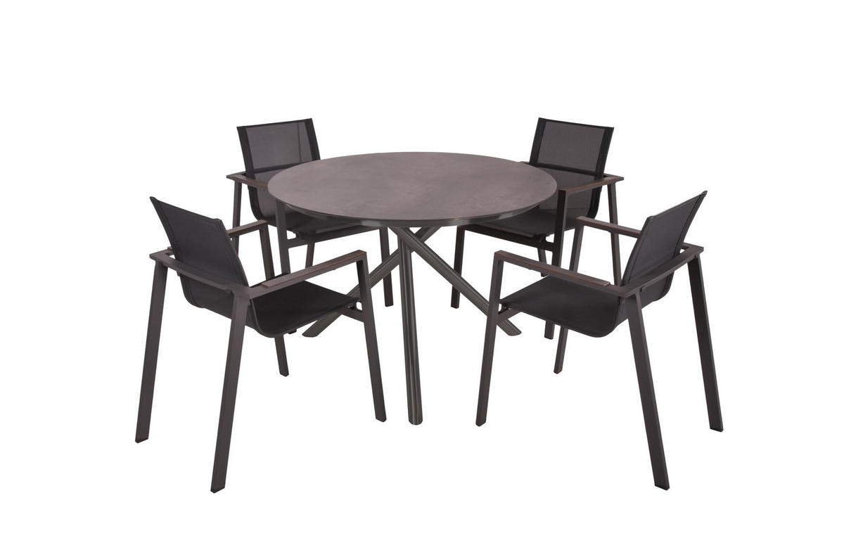 GARTEN-SITZGRUPPE Helga 05 5-teilig Gartenmöbel-Set - Schwarz, Kunststoff - DELUKE