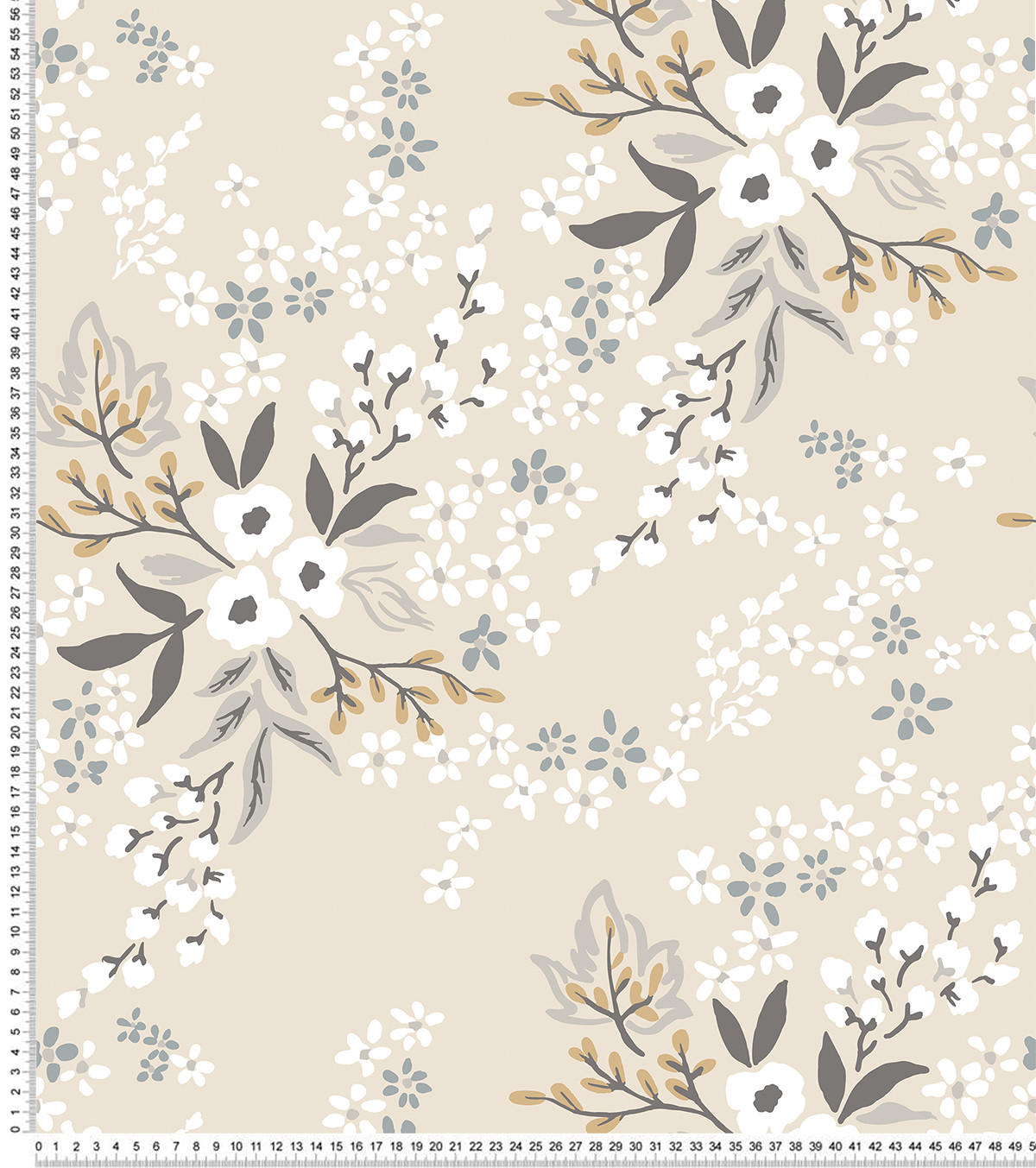 VLIESTAPETE Braylynn Blumen 50 cm x 10 m beige Hintergrund - Beige, Papier (50/1000cm) - Lilipinso