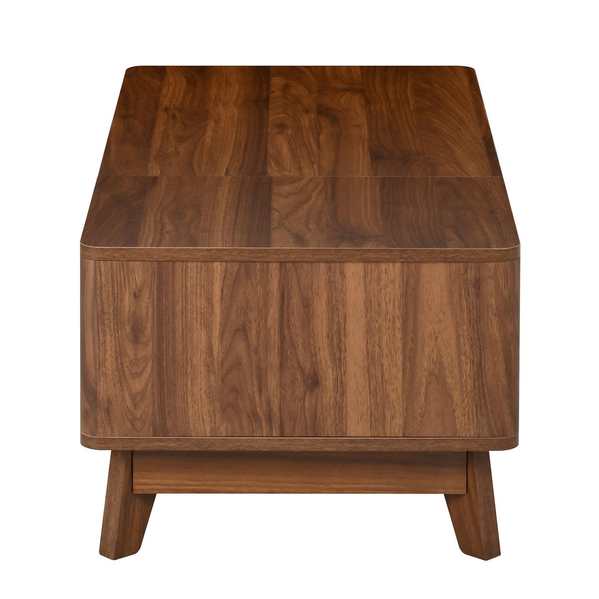 COUCHTISCH in Nussbaum aus MDF – mit Wellenoptik, Stauraum und offenem Seitenfach - Braun, Holzwerkstoff (48/95/50cm) - CHICFURN