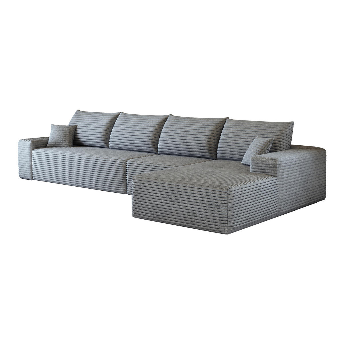 ECKSOFA DE-34857 3-Sitzer Chaiselongue rechts Grau - Grau, Textil (175/270cm) - ComfortXL