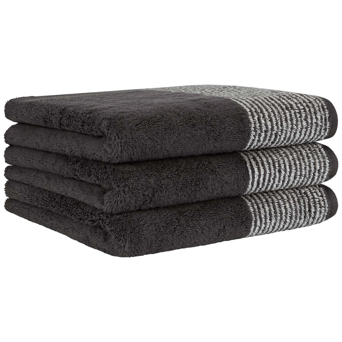 CAWÖ Luxury Home Two-Tone Handtücher 3er-Pack 50 x 100 cm – extraflauschig, Basalt - Grau, Naturmaterialien (30/40cm) - Cawoe