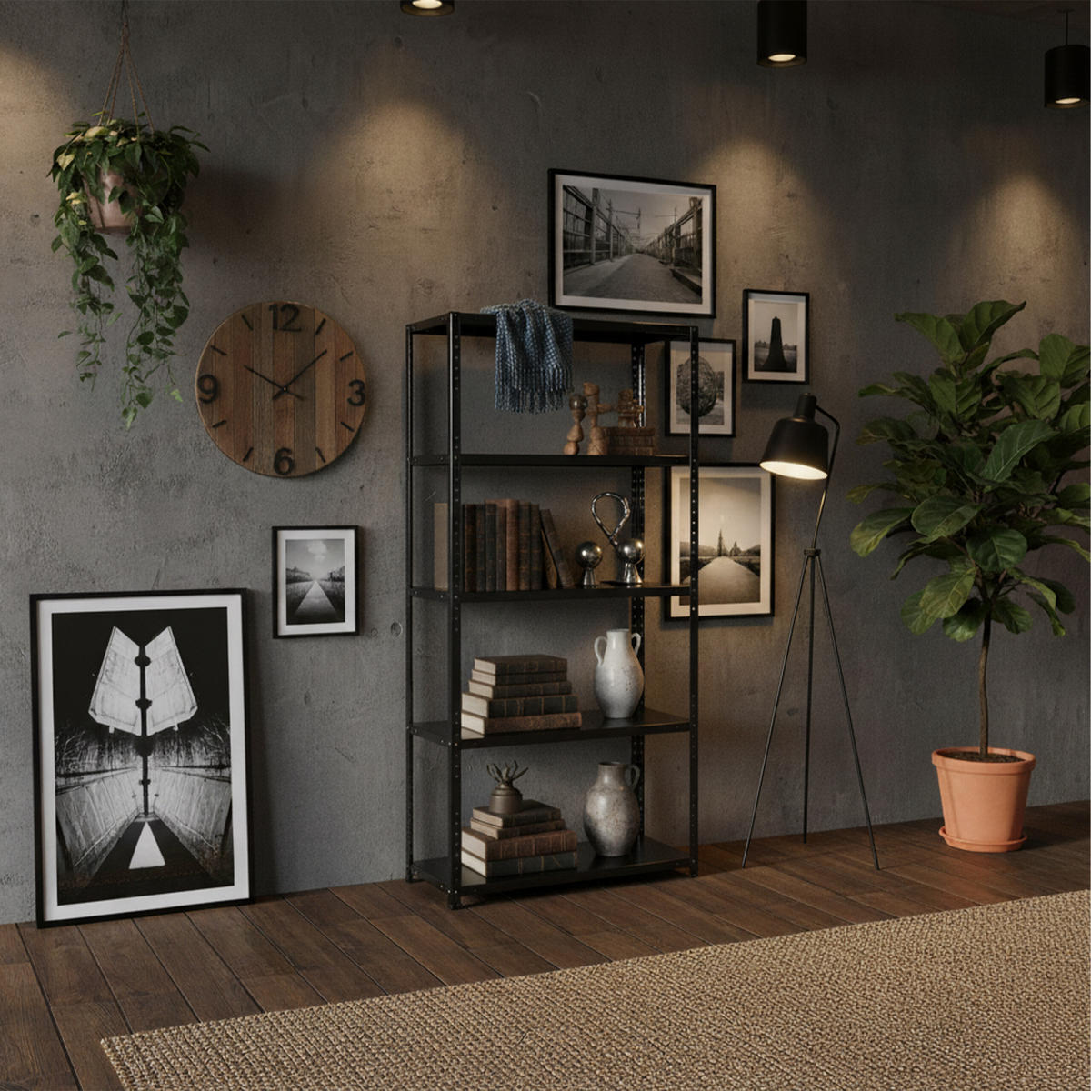 LAGERREGAL - Schwarz, Kunststoff/Metall (75/150/30cm) - Relaxdays