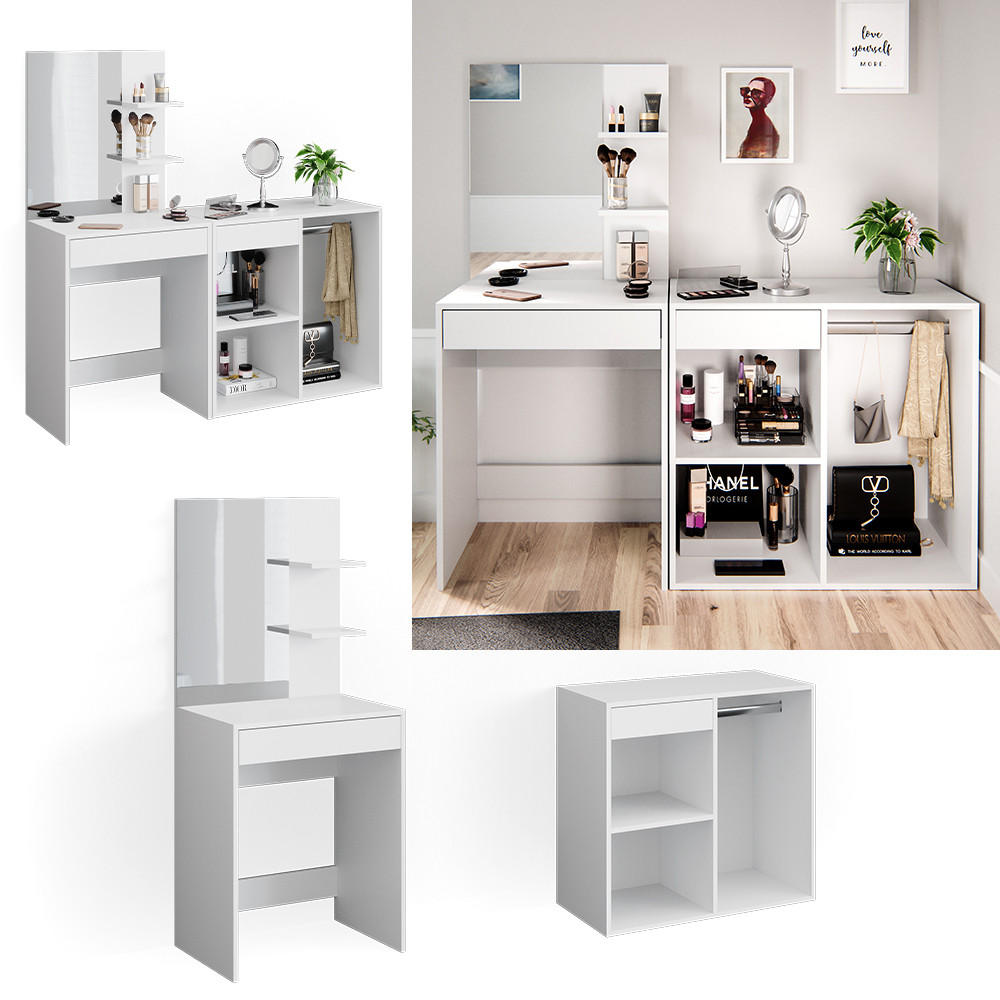 SCHMINKTISCH Isabelle Weiß 60 cm mit Schrank - Weiß, Holzwerkstoff (60/140/40cm) - Vicco
