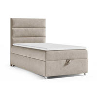 BOXBETT mit Bettkasten Trinity K-4 SINGLE Bonellfederkern inkl. Topper - Beige, Holz/Holzwerkstoff (80/200cm) - Best For Home