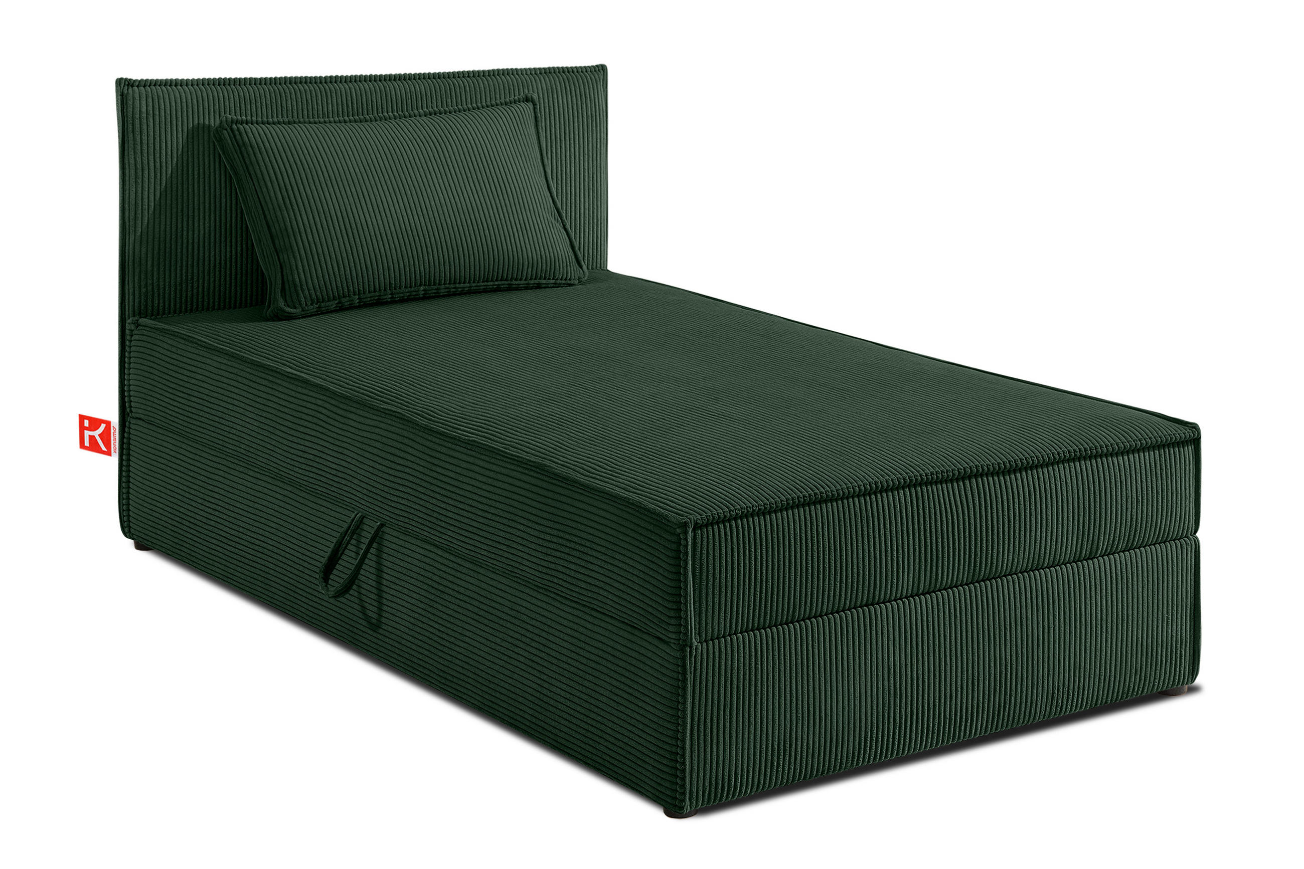 BOXSPRINGBETT ROTI Einzelbett, dunkelgrün - Dunkelgrün/Schwarz, Holz/Holzwerkstoff (90/200cm) - KONSIMO®
